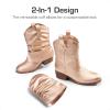 imageDREAM PAIRS Girls Cowboy Cowgirl Boots 2in1 Western Removable Cuff Fold Over Embroidered Fashion Mid Calf ShoesRose Gold