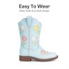 imageDREAM PAIRS Girls Cowgirl Boots Kids Mid Calf Western Boots Riding Shoes for ToddlerLittle KidBig KidLight Blue