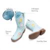 imageDREAM PAIRS Girls Cowgirl Boots Kids Mid Calf Western Boots Riding Shoes for ToddlerLittle KidBig KidLight Blue