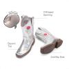 imageDREAM PAIRS Girls Cowgirl Boots Kids Mid Calf Western Boots Riding Shoes for ToddlerLittle KidBig KidSilver