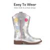 imageDREAM PAIRS Girls Cowgirl Boots Kids Mid Calf Western Boots Riding Shoes for ToddlerLittle KidBig KidSilver