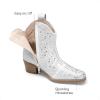 imageDREAM PAIRS Girls Cowgirl Cowboy Rhinestone Boots Ankle Low Heel Dress BootiesWhite