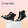 imageDREAM PAIRS Girls Kids Side Zipper Lace up Faux Fur Ankle BootsBlackPu