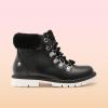 imageDREAM PAIRS Girls Kids Side Zipper Lace up Faux Fur Ankle BootsBlackPu