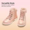imageDREAM PAIRS Girls Kids Side Zipper Lace up Faux Fur Ankle BootsPinkPu
