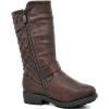 imageDREAM PAIRS Girls Knee High Winter Motorcycle Riding BootsBrown