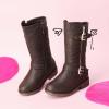 imageDREAM PAIRS Girls Knee High Winter Motorcycle Riding BootsBrown