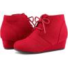 imageDREAM PAIRS Girls Low Wedge Heel Booties Side Zipper Ankle Boots ToddlerLittle KidBig KidRed