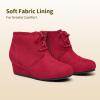 imageDREAM PAIRS Girls Low Wedge Heel Booties Side Zipper Ankle Boots ToddlerLittle KidBig KidRed