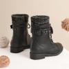 imageDREAM PAIRS Girls Mid Calf Combat Ankle Lace up BootsBlackz