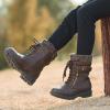 imageDREAM PAIRS Girls Mid Calf Combat Ankle Lace up BootsBrownz