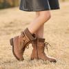 imageDREAM PAIRS Girls Mid Calf Combat Ankle Lace up BootsCamelz