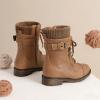 imageDREAM PAIRS Girls Mid Calf Combat Ankle Lace up BootsCamelz