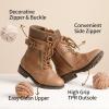 imageDREAM PAIRS Girls Mid Calf Combat Ankle Lace up BootsCamelz