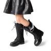 imageDREAM PAIRS Girls Riding Boots Knee High Side Zipper Mid Calf Shoes Little KidBig KidBlackknitting