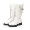 imageDREAM PAIRS Girls Riding Boots Knee High Side Zipper Mid Calf Shoes Little KidBig KidWhite