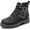 imageDREAM PAIRS Boys Girls Combat Ankle Boots Cowboy Cowgirl Western Embroidered Side Zipper Booties ToddlerLittle KidBig KidBlack