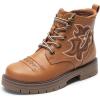 imageDREAM PAIRS Boys Girls Combat Ankle Boots Cowboy Cowgirl Western Embroidered Side Zipper Booties ToddlerLittle KidBig KidBrown