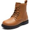 imageDREAM PAIRS Boys Girls Side Zipper Combat Ankle BootsToddlerLittle KidCamel