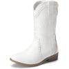 imageDREAM PAIRS Cowgirl Boots for Girls Boys Cowboy Boots Kids Western Embroidered Mid Calf Riding Shoes with Walking Heel ToddlerLittle KidBig KidWhite