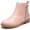 imageDREAM PAIRS Girls Ankle Boots with Side Zipper Low Heels ToddlerLittle KidBig KidPinkPu