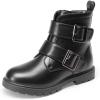 imageDREAM PAIRS Girls Boys Glitter Ankle Boots Side Zipper Combat Shoes with Buckles ToddlerLittle KidBig KidBlackpu
