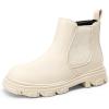 imageDREAM PAIRS Girls Chelsea Boots Side Zipper Lug Sole Ankle Booties ToddlerLittle KidBig KidBeige