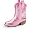 imageDREAM PAIRS Girls Cowboy Cowgirl Boots 2in1 Western Removable Cuff Fold Over Embroidered Fashion Mid Calf ShoesPink