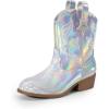 imageDREAM PAIRS Girls Cowboy Cowgirl Boots 2in1 Western Removable Cuff Fold Over Embroidered Fashion Mid Calf ShoesSilver