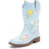 imageDREAM PAIRS Girls Cowgirl Boots Kids Mid Calf Western Boots Riding Shoes for ToddlerLittle KidBig KidLight Blue