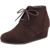 imageDREAM PAIRS Girls Low Wedge Heel Booties Side Zipper Ankle Boots ToddlerLittle KidBig KidBrown