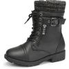 imageDREAM PAIRS Girls Mid Calf Combat Ankle Lace up BootsBlackz