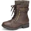 imageDREAM PAIRS Girls Mid Calf Combat Ankle Lace up BootsBrownz
