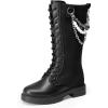 imageDREAM PAIRS Girls Riding Boots Knee High Side Zipper Mid Calf Shoes Little KidBig KidBlackknitting