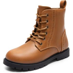 imageDREAM PAIRS Boys Girls Side Zipper Combat Ankle BootsToddlerLittle KidCamel