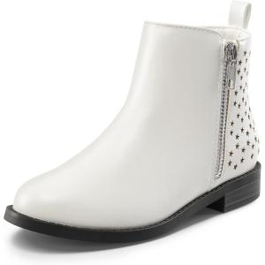 imageDREAM PAIRS Girls Ankle Boots with Side Zipper Low Heels ToddlerLittle KidBig KidWhite