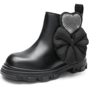 imageDREAM PAIRS Girls Chelsea Boots Side Zipper Lug Sole Ankle Booties ToddlerLittle KidBig KidBlack
