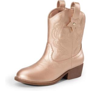 imageDREAM PAIRS Girls Cowboy Cowgirl Boots 2in1 Western Removable Cuff Fold Over Embroidered Fashion Mid Calf ShoesRose Gold