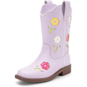 imageDREAM PAIRS Girls Cowgirl Boots Kids Mid Calf Western Boots Riding Shoes for ToddlerLittle KidBig KidLight Purple