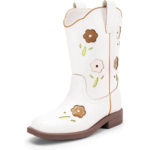 imageDREAM PAIRS Girls Cowgirl Boots Kids Mid Calf Western Boots Riding Shoes for ToddlerLittle KidBig KidWhite