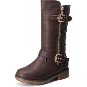 imageDREAM PAIRS Girls Knee High Winter Motorcycle Riding BootsBrown