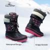 imageDREAM PAIRS Boys Girls Snow Boots WaterResistant Outdoor Warm Cozy AntiSlip Mid Calf Faux Fur Lining Insulated Winter Shoes for LittleBig KidsBlackFuxia