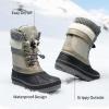 imageDREAM PAIRS Boys Girls Snow Boots WaterResistant Outdoor Warm Cozy AntiSlip Mid Calf Faux Fur Lining Insulated Winter Shoes for LittleBig KidsLt Grey