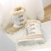 imageDREAM PAIRS Boys ampamp Girls Faux FurLined Ankle Winter Snow BootsBeigeWhite