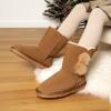 imageDREAM PAIRS Girls Boots Kids Boys Winter Snow Suede Mid Calf Boots Faux Fur Lined FuzzyChic Kids Lolly for Little KidBig KidChesnut