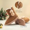 imageDREAM PAIRS Girls Boots Kids Boys Winter Snow Suede Mid Calf Boots Faux Fur Lined FuzzyChic Kids Lolly for Little KidBig KidChesnut
