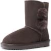 imageDREAM PAIRS Girls Boots Kids Boys Winter Snow Suede Mid Calf Boots Faux Fur Lined FuzzyChic Kids Lolly for Little KidBig KidBrown