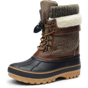 imageDREAM PAIRS Boys Girls Snow Boots WaterResistant Outdoor Warm Cozy AntiSlip Mid Calf Faux Fur Lining Insulated Winter Shoes for LittleBig KidsBrown