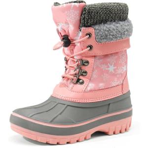 imageDREAM PAIRS Boys Girls Snow Boots WaterResistant Outdoor Warm Cozy AntiSlip Mid Calf Faux Fur Lining Insulated Winter Shoes for LittleBig KidsPink