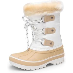 imageDREAM PAIRS Boys ampamp Girls Faux FurLined Ankle Winter Snow BootsBeigeWhite